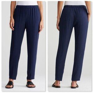 EUC Women's EILEEN FISHER Georgette Crepe Silk Pull-On Pant‎ w/Pockets | Size PL